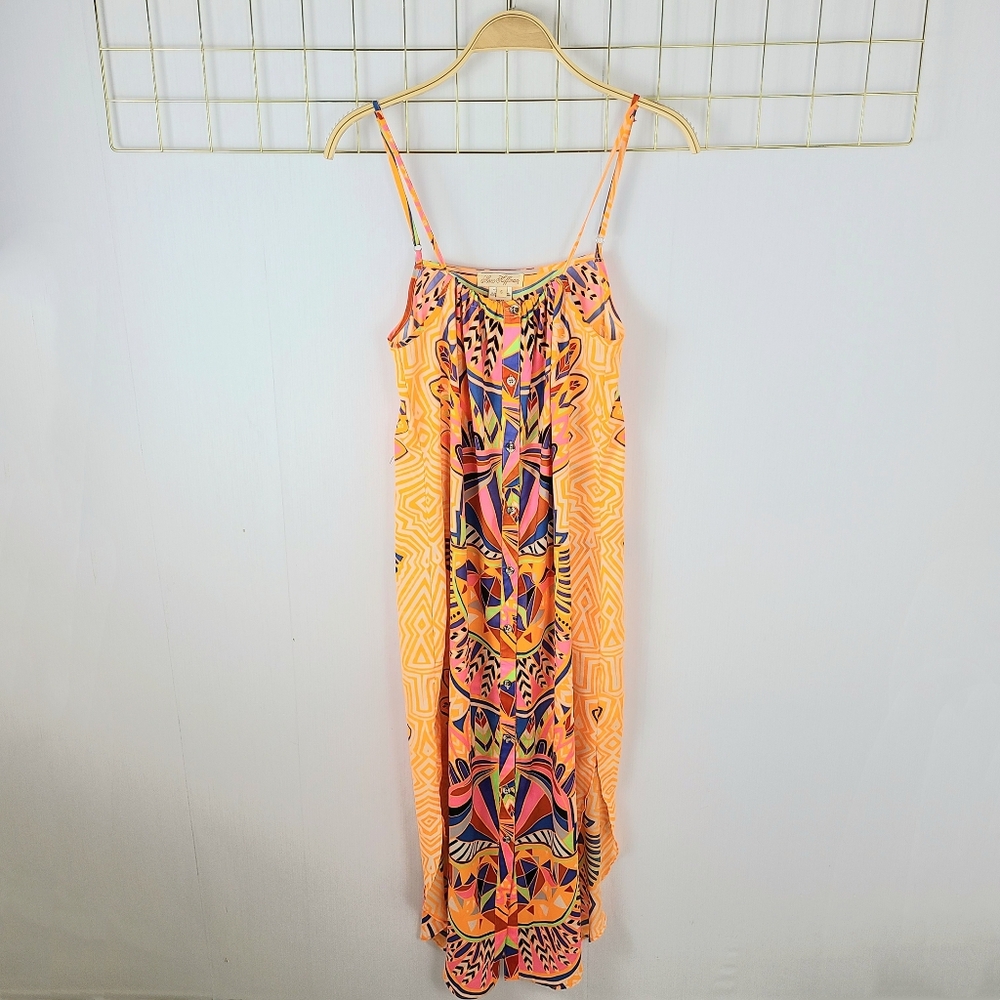 Mara Hoffman Aztec Orange Print Swim Cover-Up Dress